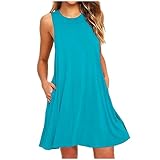 descuentos y ofertas Womens Summer Dresses 2024 Casual Solid Color Sleeveless Sun Dresses Ladies...