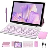 NOVOJOY 2 in 1 Tablet 10 Inch Android 14 OS Tableta, Tablets with Keyboard, Mouse, Case, Stylus,...