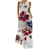 descuentos y ofertas de hoy Summer Maxi Dresses for Women 2024 Casual Sleeveless V Neck Printed Sun...