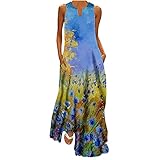 descuentos y ofertas con envío Gratis Womens Summer Maxi Dress 2024 Casual V Neck Floral Sleeveless...