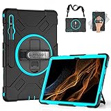 SUPFIVES Case for Galaxy Tab S8 Ultra 2022 : Military Grade Heavy Duty Silicone Protective Cover for...