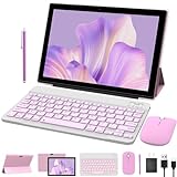 NOVOJOY 2 in 1 Tablet 10 Inch Android 12 OS Tableta, Tablets with Keyboard, Mouse, Case, Stylus,...