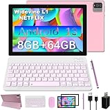 2024 Newest 2 in 1 Tablet, 10 inch Android 13 Tablets with Keyboard Case Mouse Stylus, 8GB RAM+64GB...